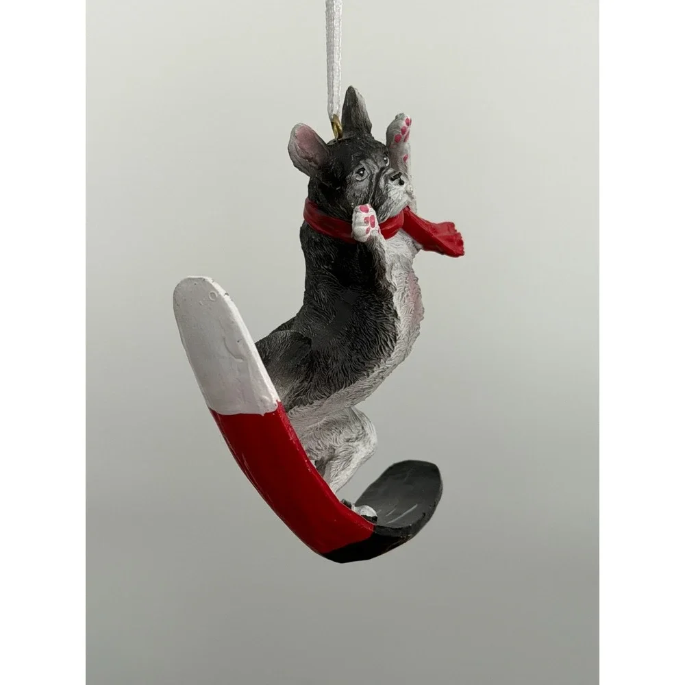 Dog Snowboarding Boston Terrier Christmas Ornament Boston Terrier 4.12